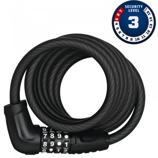 ABUS Spiralkabelschloss mit Zahlencode Numero 5510C/180 schwarz 10x1800mm Level3