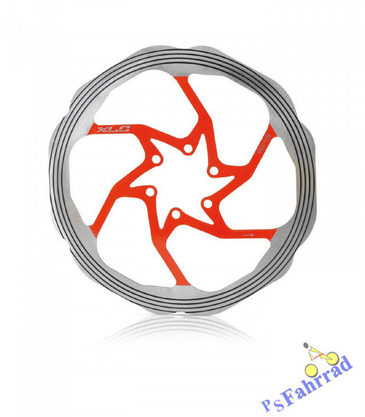 XLC Bremsscheibe BR-X58 180mm 6-loch silber/rot CNC-Reibring