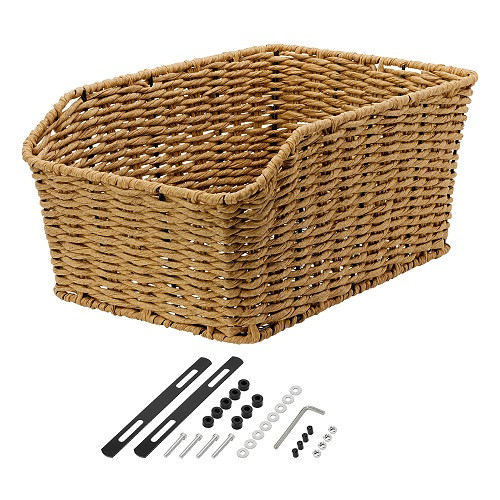 HR-Schultaschen-Korb Natur Stroh, Seegrass / Drahtboden f. Gepäckträgermontage hellbraun