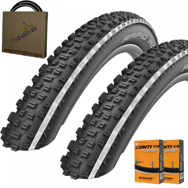 2x Schwalbe Reifen Rapid Rob HS425 26 - 29 Zoll schwarz/weiß mit/ohne Schläuche