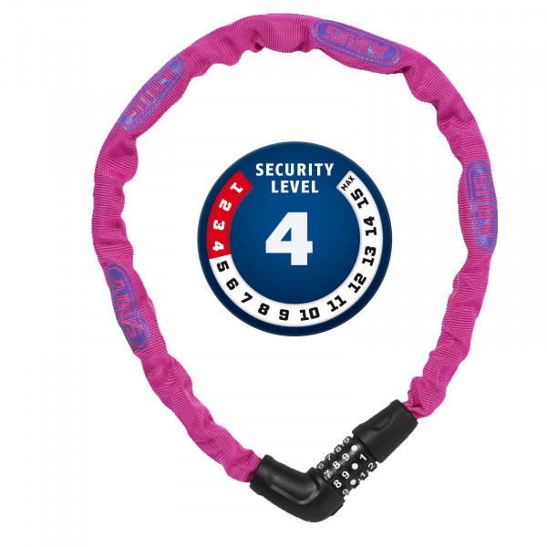 ABUS Zahlen-Kettenschloss Steel-O-Chain 5805C/75 pink 5x750mm Level4