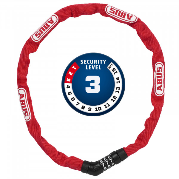 ABUS Zahlen Kettenschloss Steel-O-Chain 4804C/75 rot 4x750mm Level3