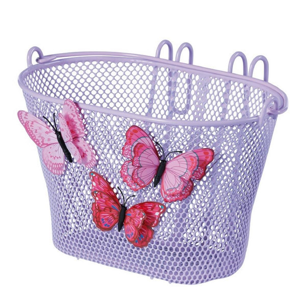 Basil Vorderrad-Kinderkorb Jasmin 28x20x19cm lila/Schmetterlinge engmasch. Lenkerhaken