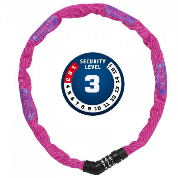 ABUS Zahlen Kettenschloss Steel-O-Chain 4804C/75 pink 4x750mm Level3