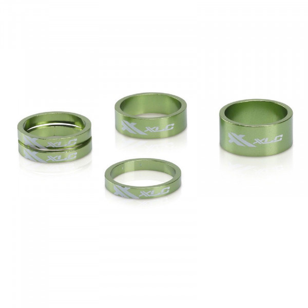 XLC A-Head Spacer-Set AS-A02 1 1/8 Zoll 5/10/15mm Alu grün