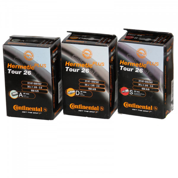 Continental Schlauch Hermetic Plus Tour26 Auto-/Blitz-/Sclaverandventil 37/47-559/597