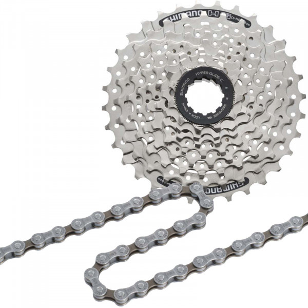 Shimano Kassette HG41 8-fach 11-34 Zähne + Fahrradkette HG40 116Q Verschleißset