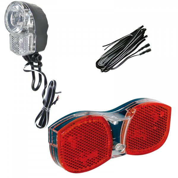 Büchel Beleuchtung Set LED Scheinwerfer Pro 25 Lux Rücklicht Avenue + Kabel