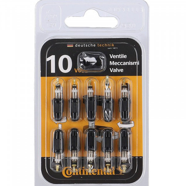 Continental 10-er Set Ventileinsatz f. Sclaverand-Ventile m. Staubkappe / Schlüssel