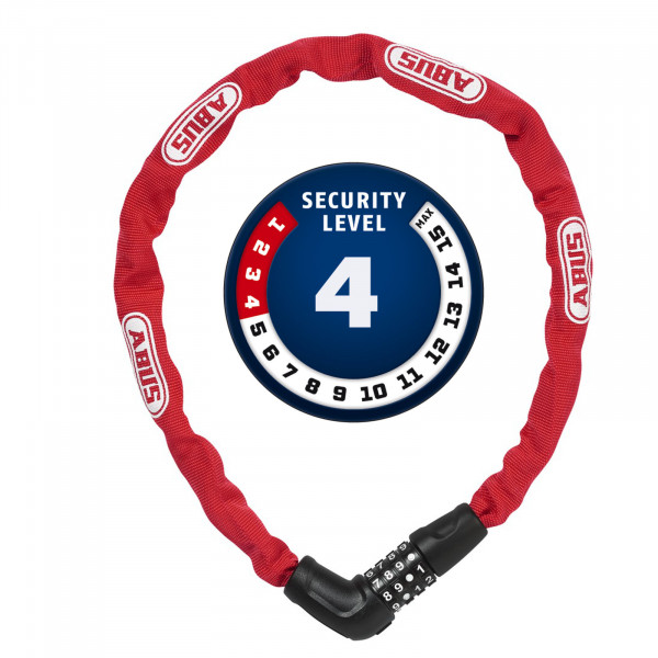 ABUS Zahlen Kettenschloss Steel-O-Chain 5805C/75 rot 5/750mm Level4