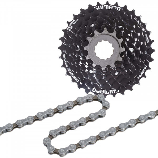 Shimano Kassette HG200 8-fach 12-32 Zähne + Fahrradkette HG40 116Q Verschleißset